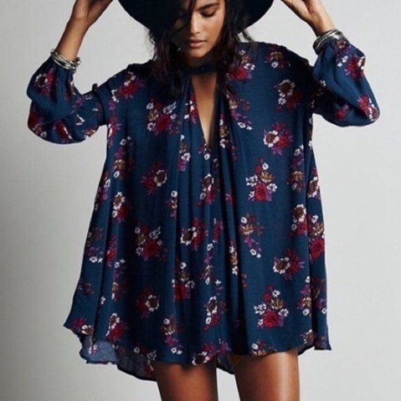 Free People retro floral print swing tunic dress - Picture 2 of 8